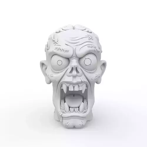 Zombie Head 3D Print Model