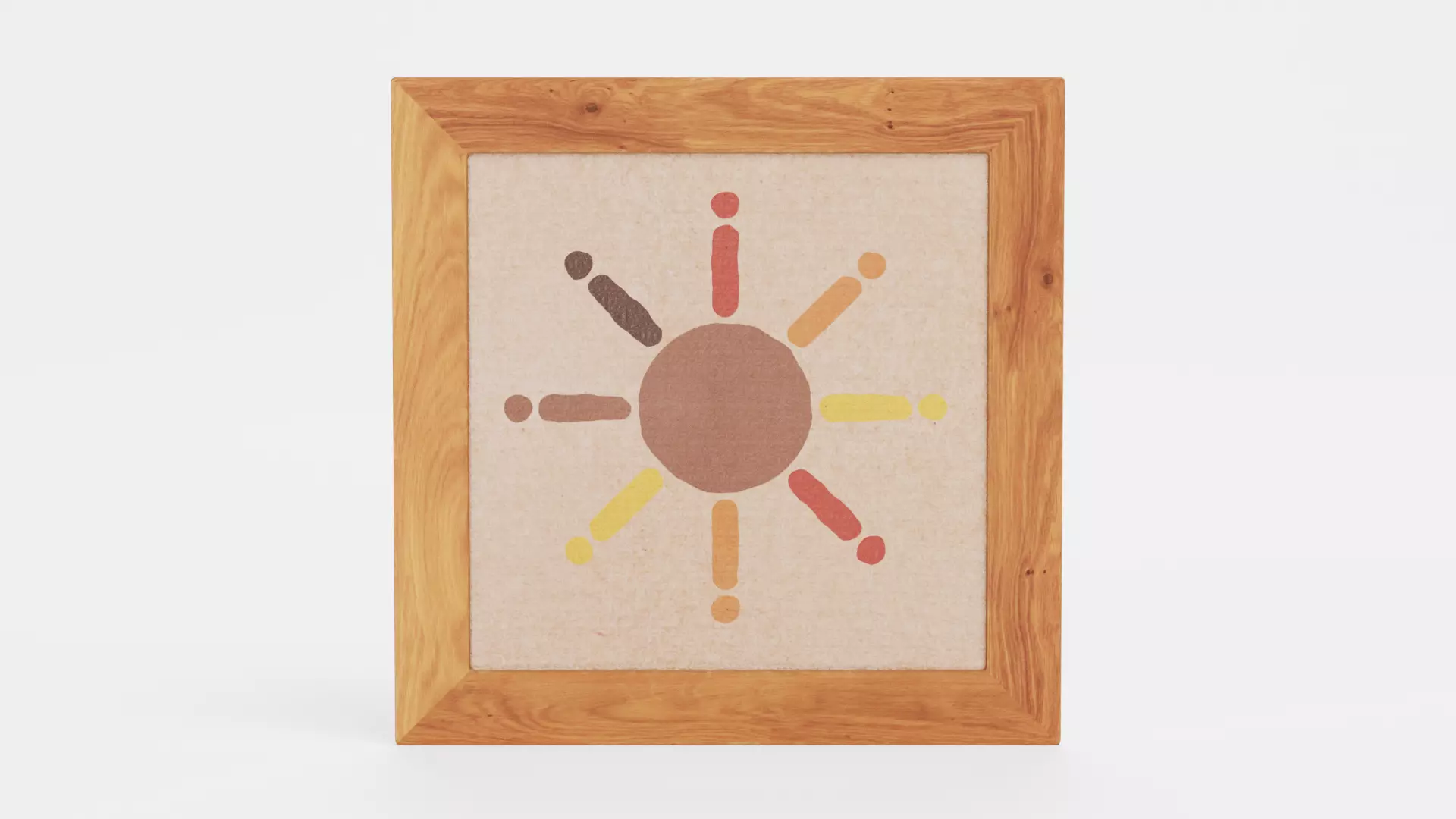 Wall Picture V1 - Framed Original Sun Artwork on Canvas Low-poly 3D model