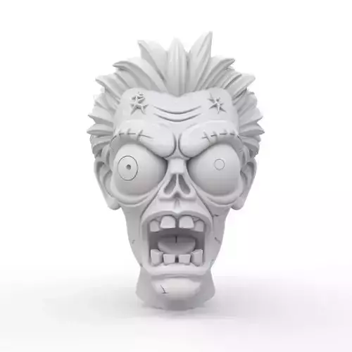 Zombie Head 3D Print Model
