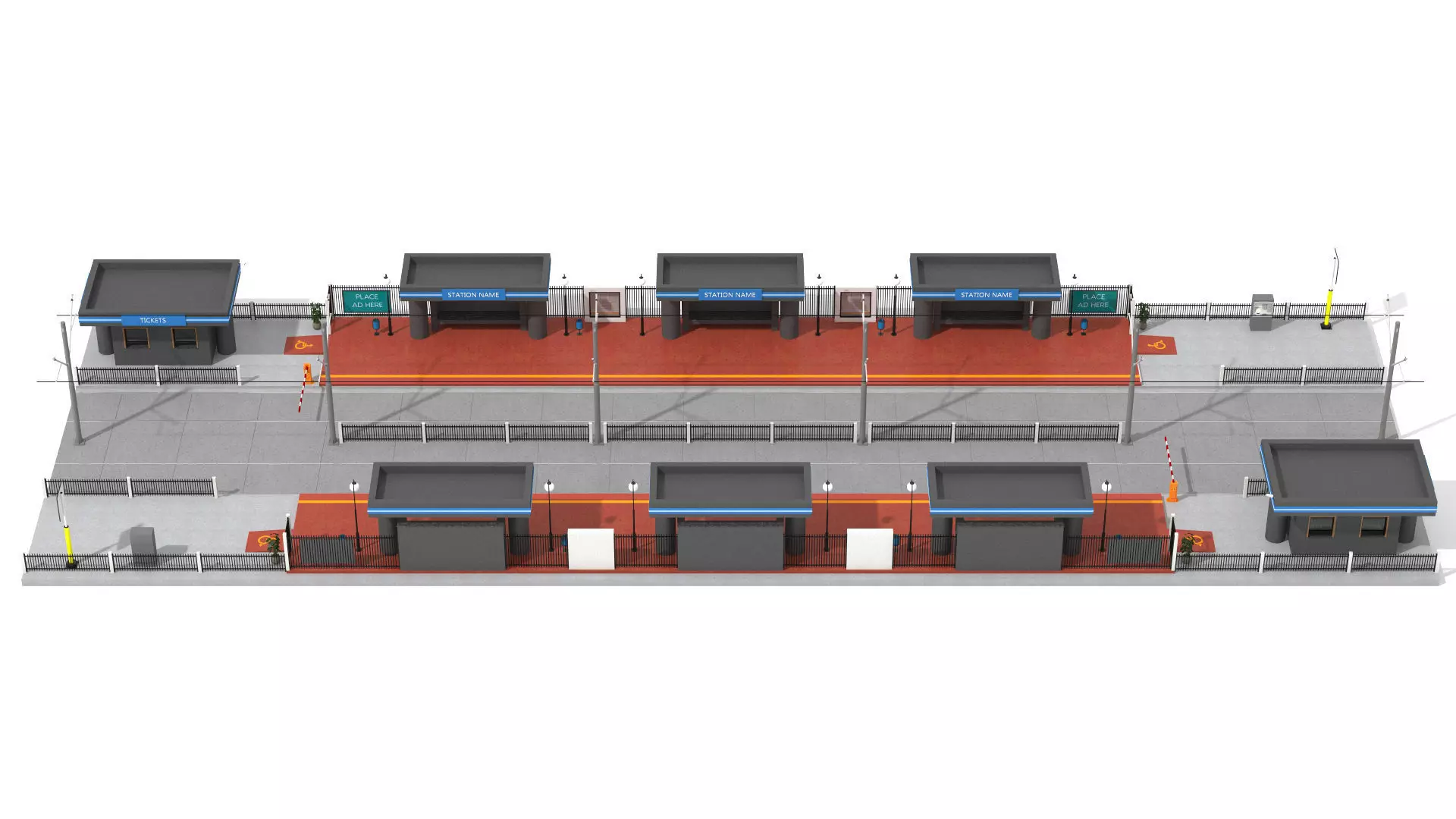 Tramway Station Low-poly 3D model_9