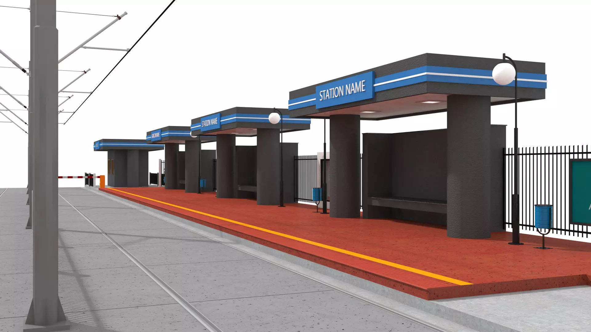 Tramway Station Low-poly 3D model_10