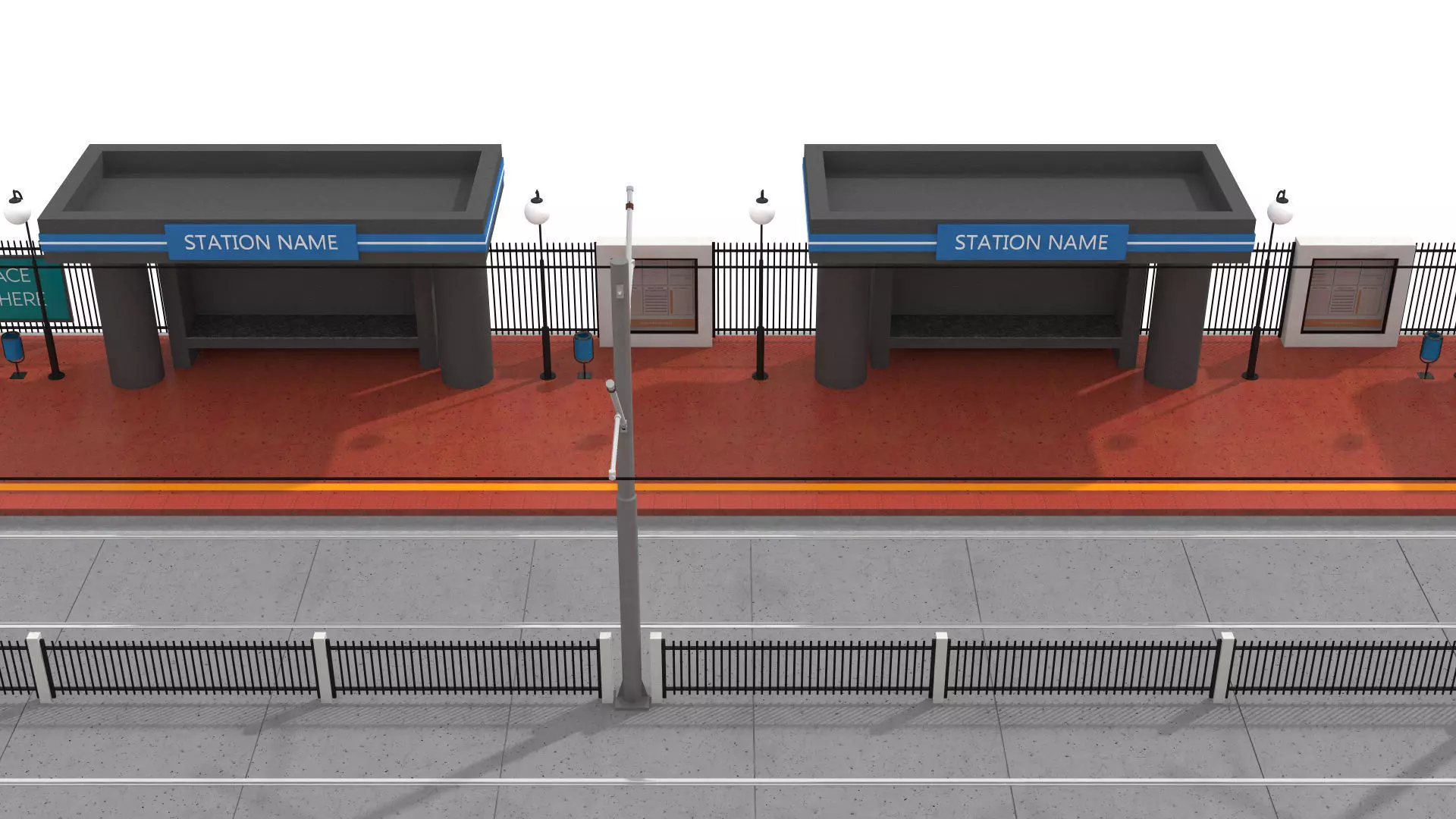 Tramway Station Low-poly 3D model_8