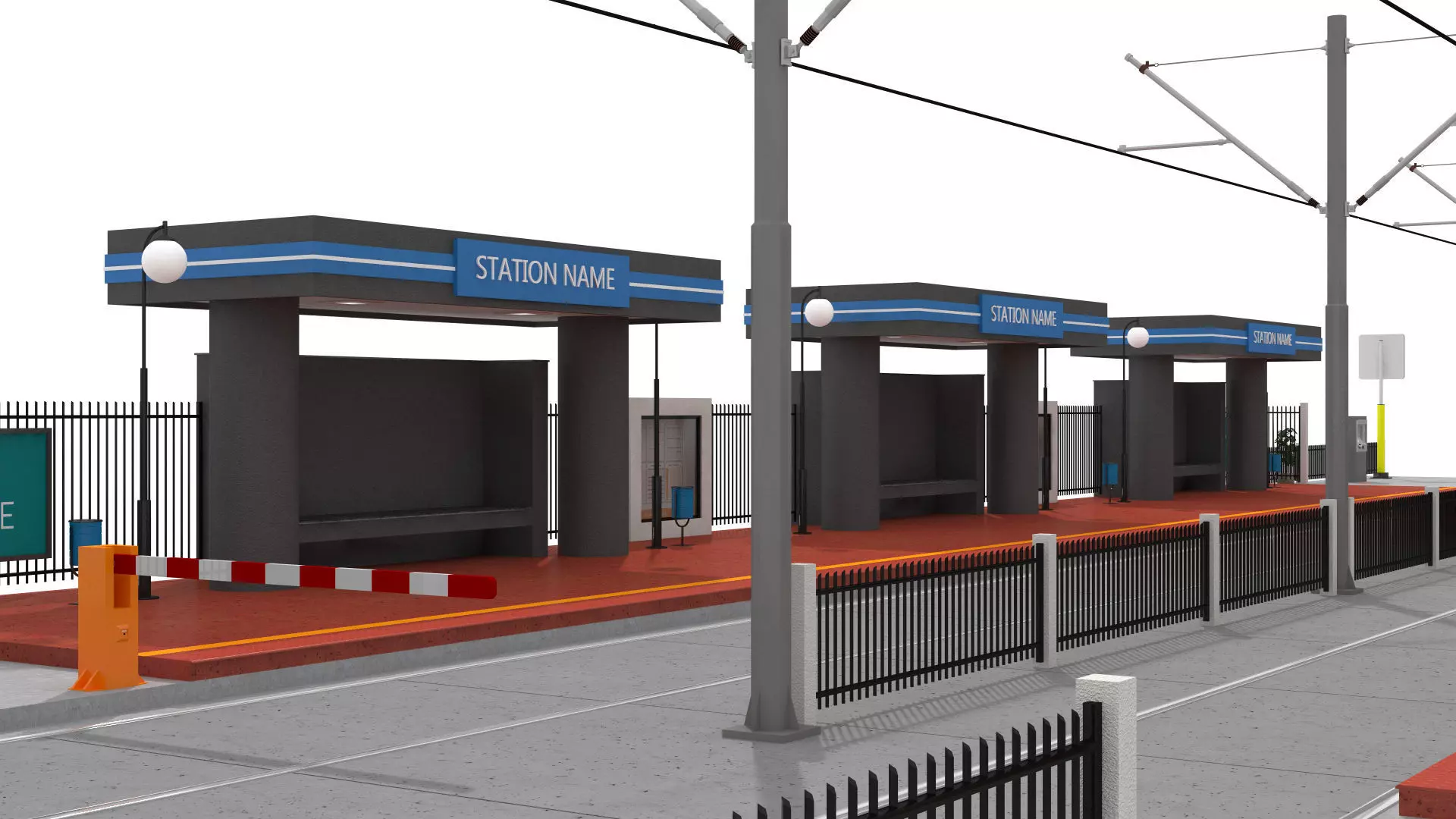 Tramway Station Low-poly 3D model_7