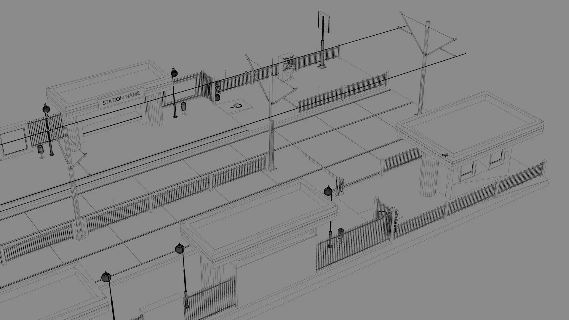 Tramway Station Low-poly 3D model_15