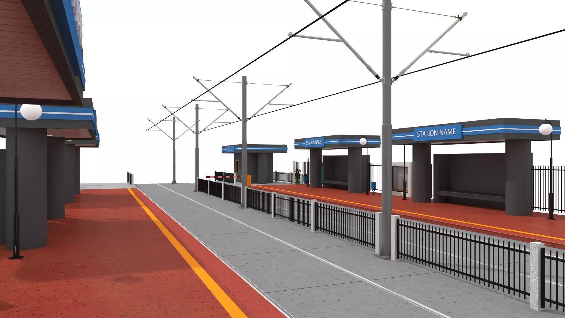 Tramway Station Low-poly 3D model_5