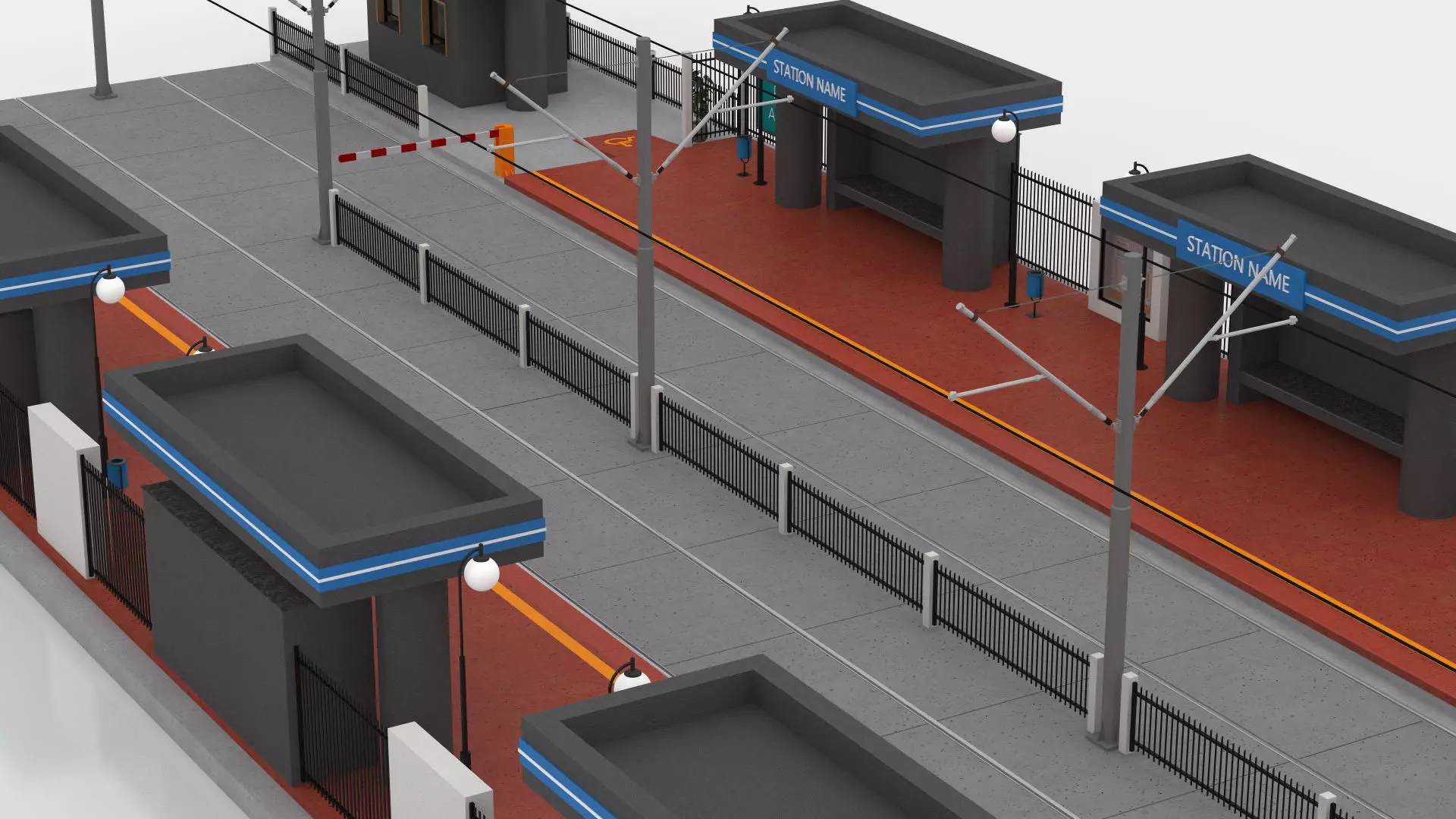 Tramway Station Low-poly 3D model_6