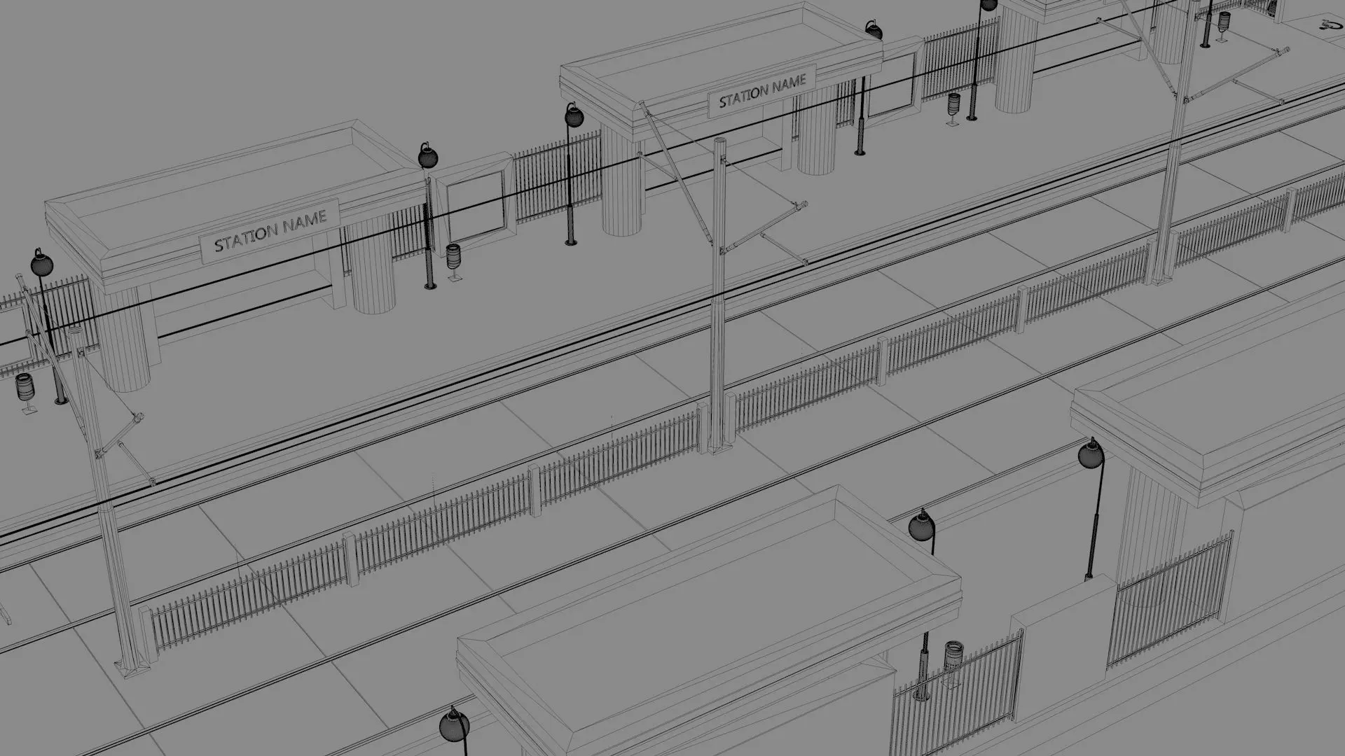 Tramway Station Low-poly 3D model_14