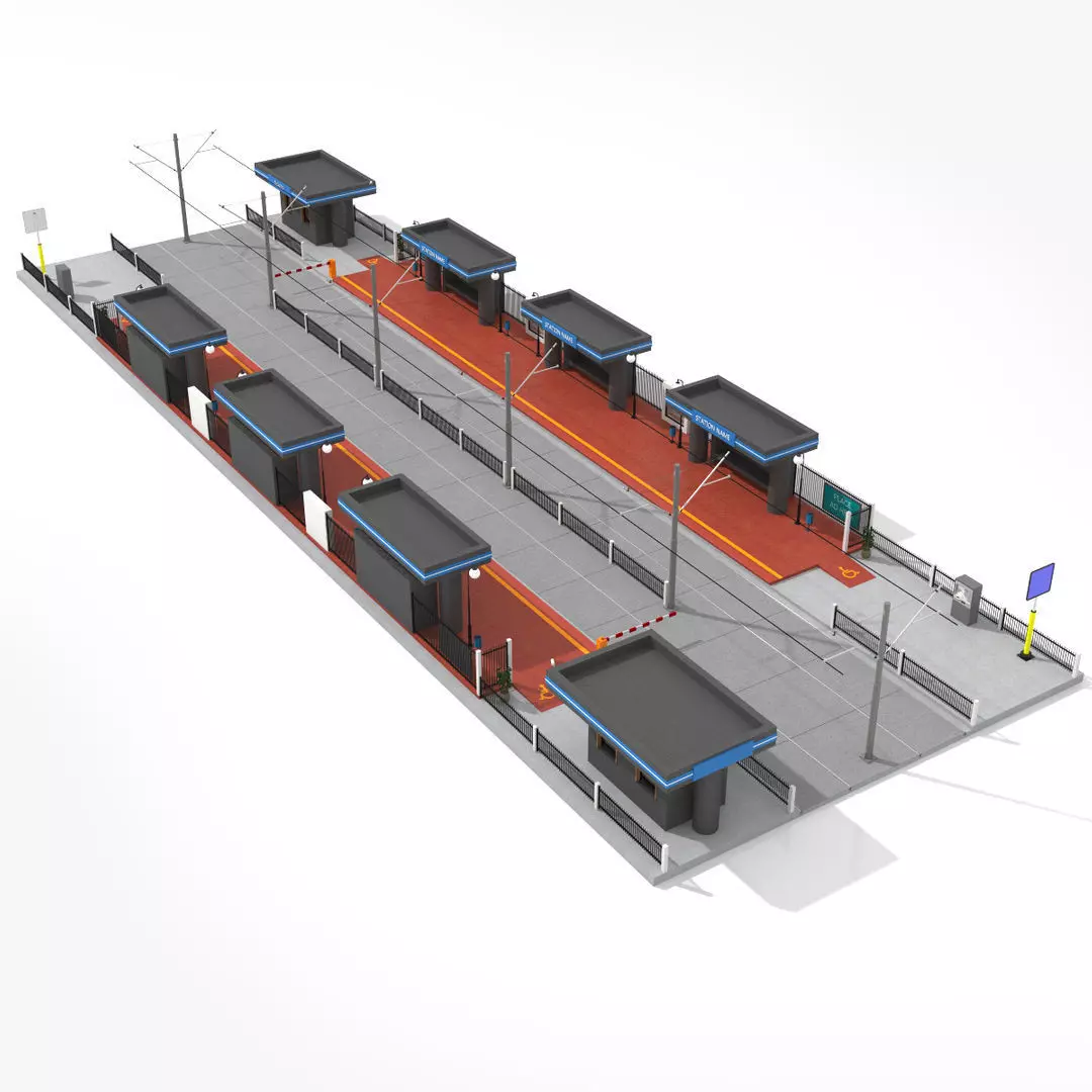 Tramway Station Low-poly 3D model_12