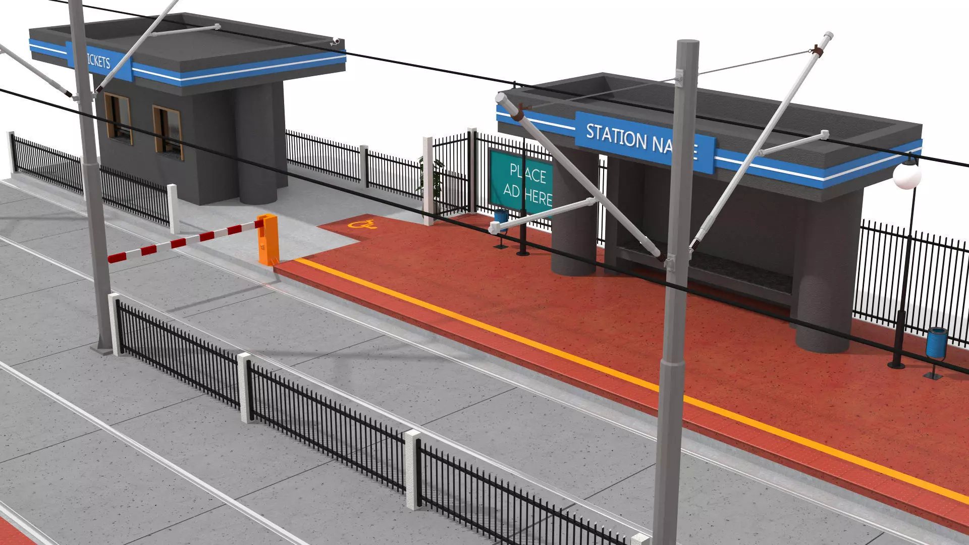 Tramway Station Low-poly 3D model_2