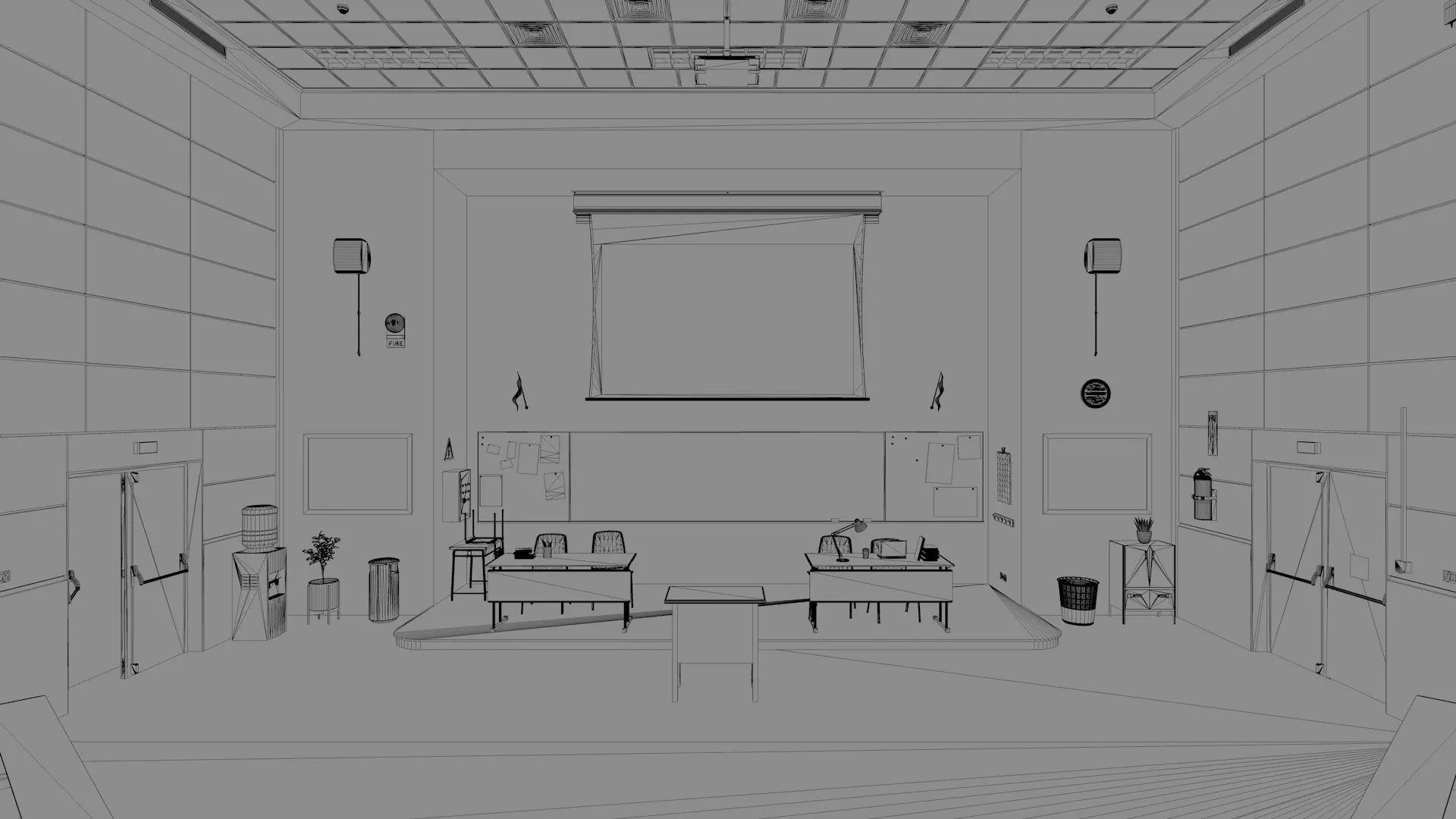 Auditorium 1 Low-poly 3D model_11