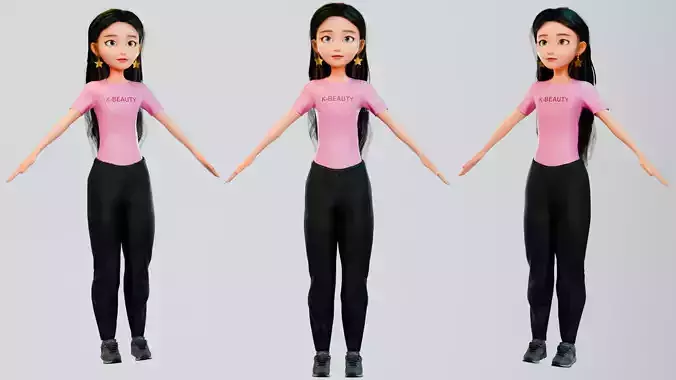 Stylized K-Pop Female PBR Game Ready