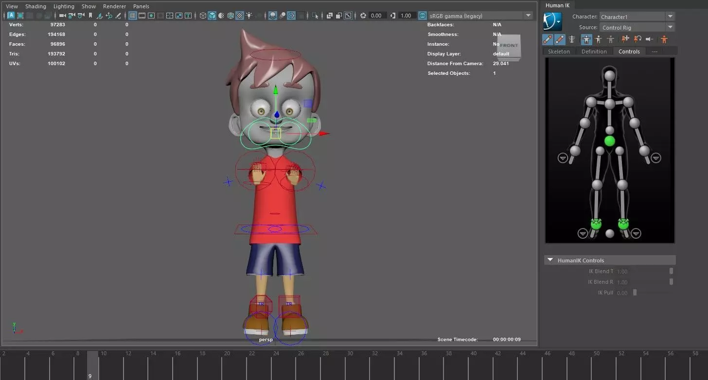 Animated Cartoon Kid 3D Model - Maya HumanIK Ready 3D model_4