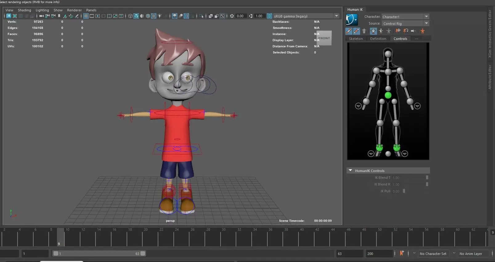 Animated Cartoon Kid 3D Model - Maya HumanIK Ready 3D model_2