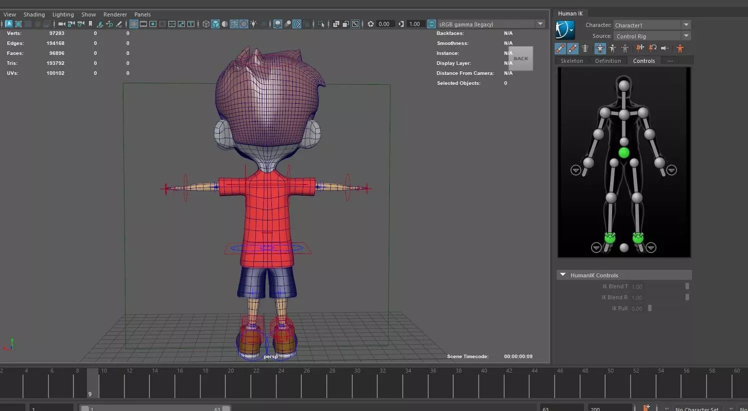 Animated Cartoon Kid 3D Model - Maya HumanIK Ready 3D model_3