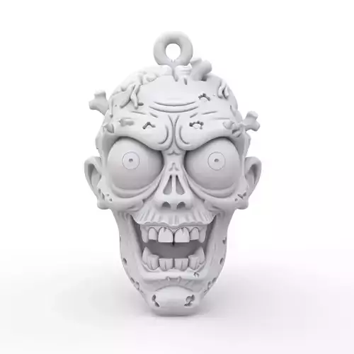 Zombie Head 3D Print Model