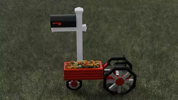 Farmall Inspired Tractor Shaped Flower Planter Low-poly 3D model