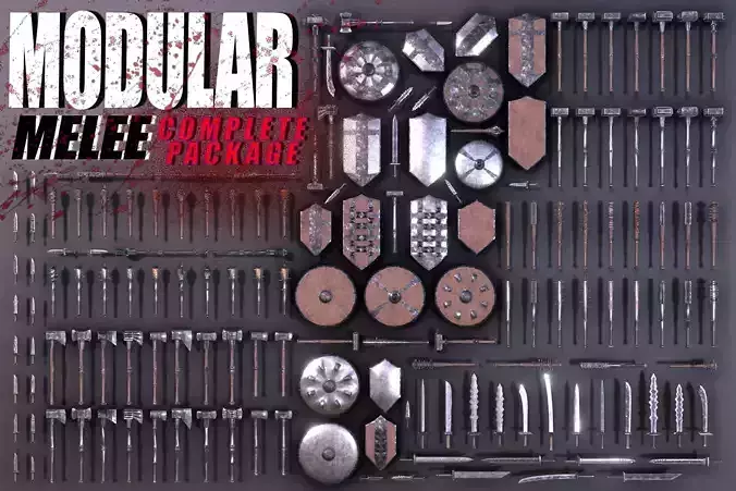 ModularMelee Stylized Melee Weapon Procedural Parts Pack 