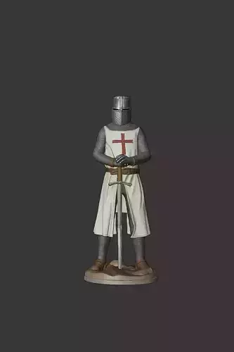 Medieval Crusader Knight STL Figure for 3D Printing