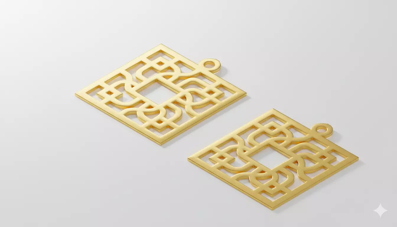 Geometric Square Pendant Art 3D model_3