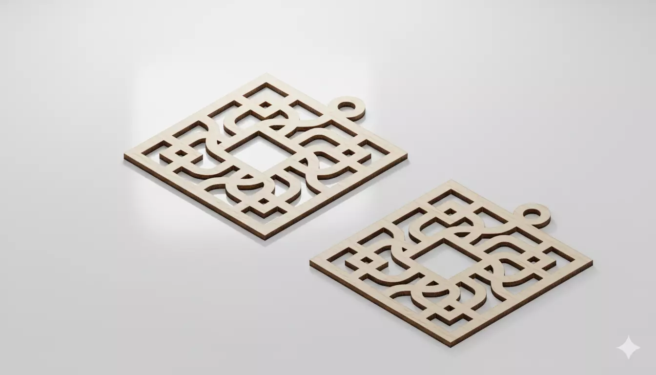 Geometric Square Pendant Art 3D model_5