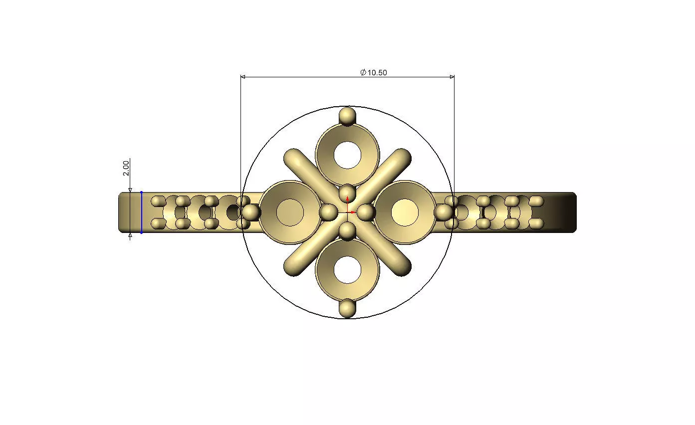 Diamond sides and clover cross cluster ring US sizes 5to10 3D print model_8