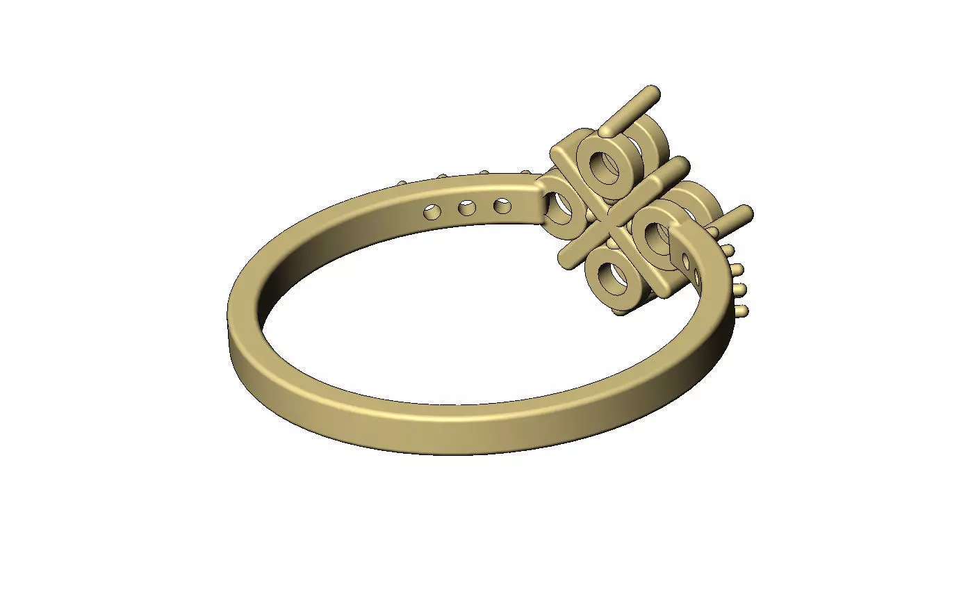 Diamond sides and clover cross cluster ring US sizes 5to10 3D print model_9
