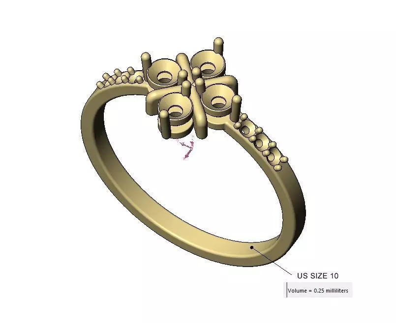 Diamond sides and clover cross cluster ring US sizes 5to10 3D print model_14