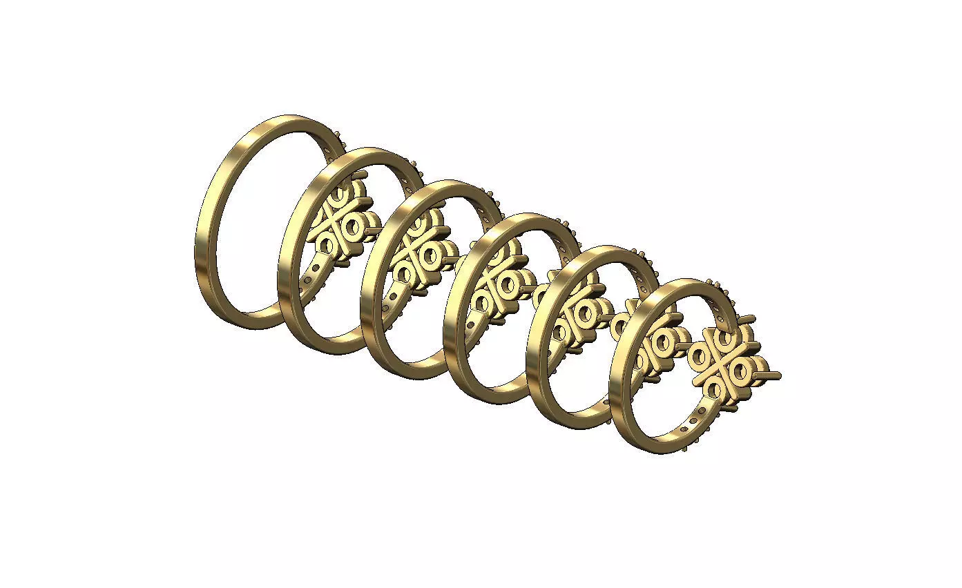 Diamond sides and clover cross cluster ring US sizes 5to10 3D print model_4