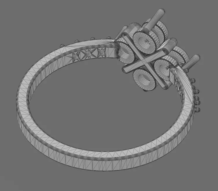 Diamond sides and clover cross cluster ring US sizes 5to10 3D print model_17