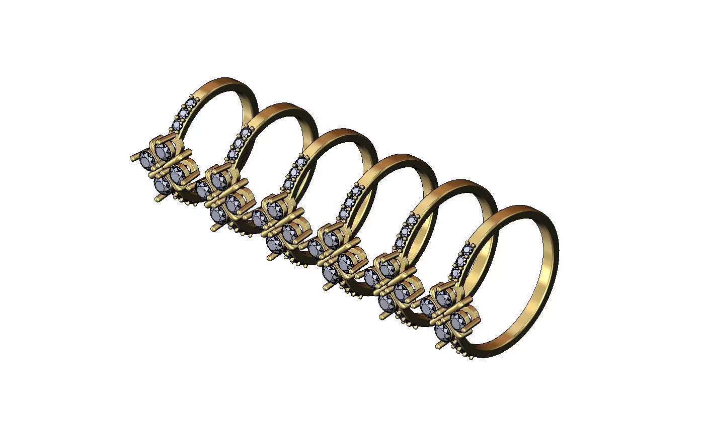 Diamond sides and clover cross cluster ring US sizes 5to10 3D print model_3