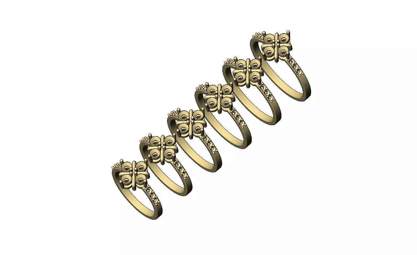 Diamond sides and clover cross cluster ring US sizes 5to10 3D print model_5