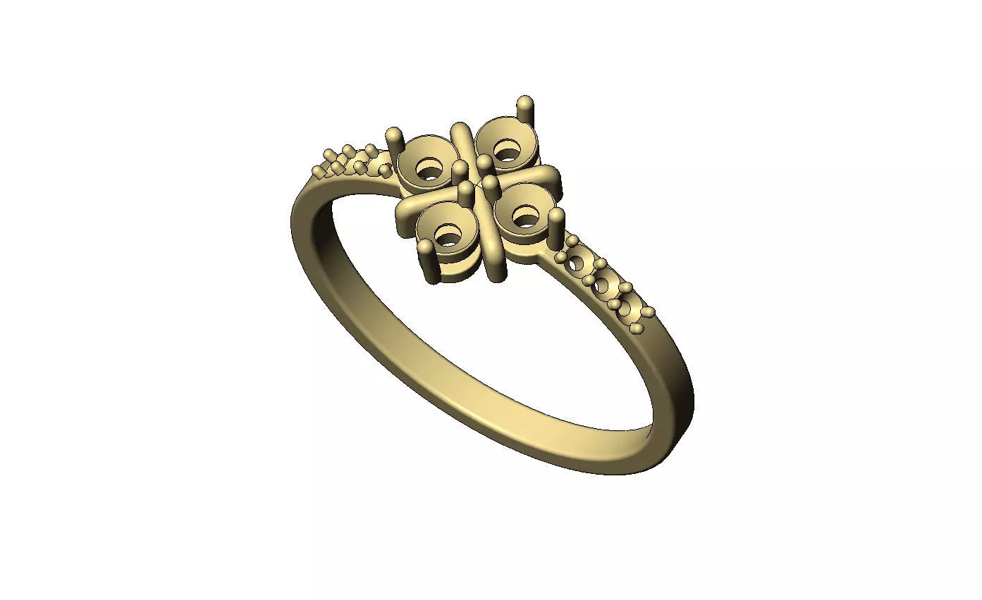 Diamond sides and clover cross cluster ring US sizes 5to10 3D print model_6