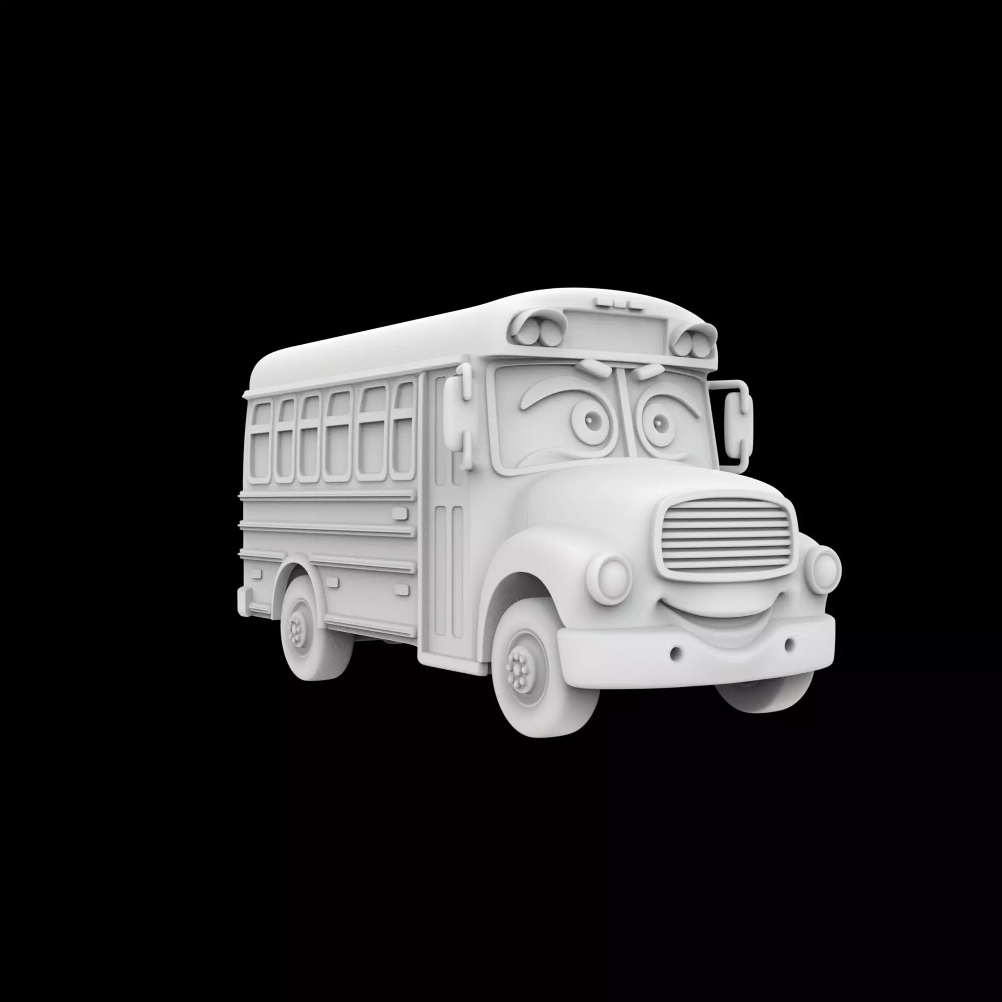 Cartoon School Bus With Eyes 3D Print Model 3D print model_4