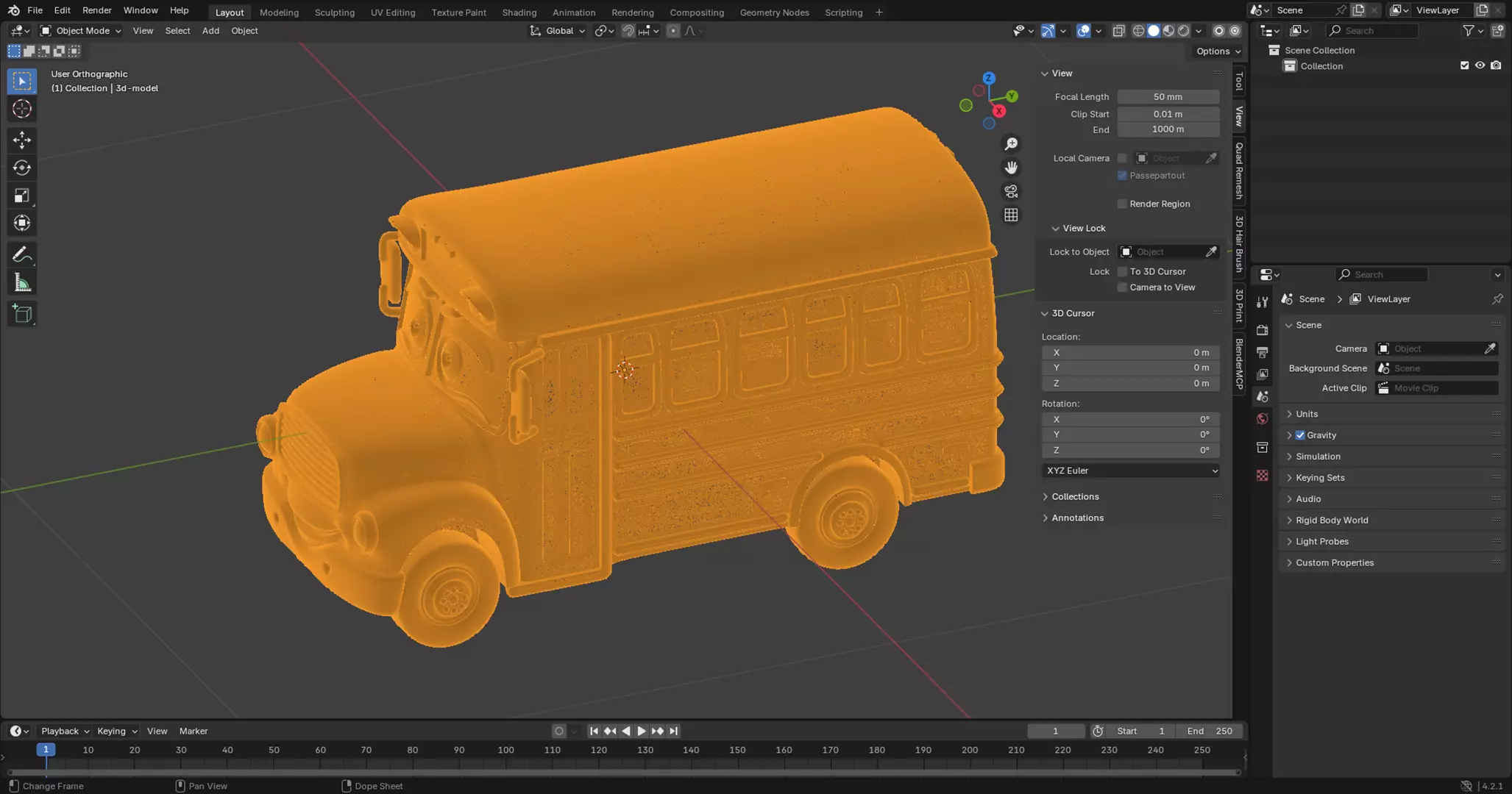 Cartoon School Bus With Eyes 3D Print Model 3D print model_5