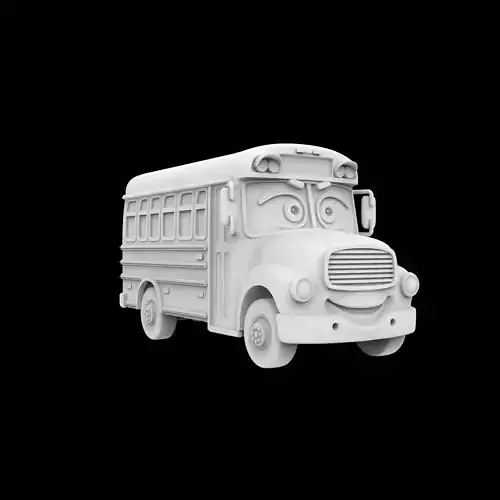 Cartoon School Bus With Eyes 3D Print Model