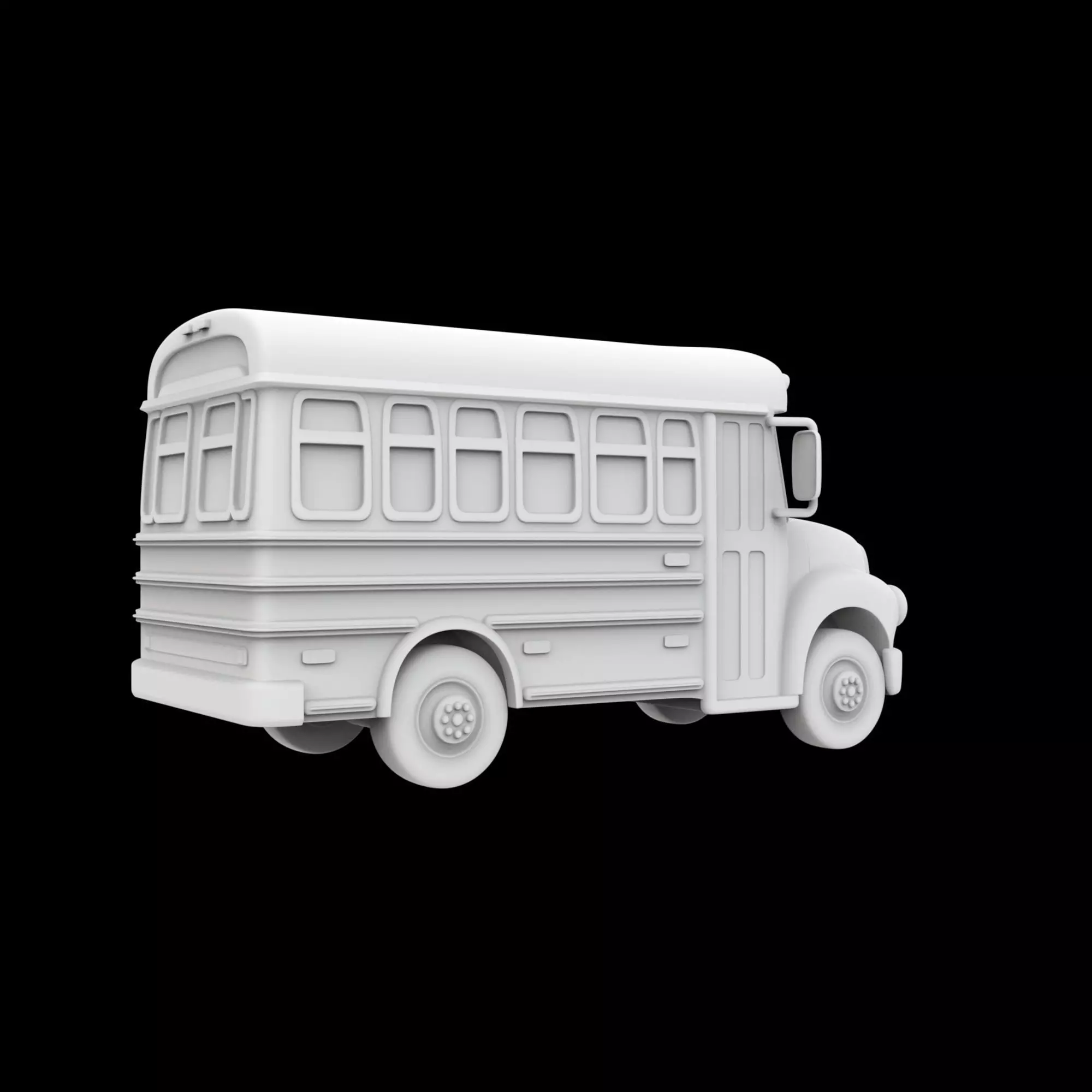 Cartoon School Bus With Eyes 3D Print Model 3D print model_3