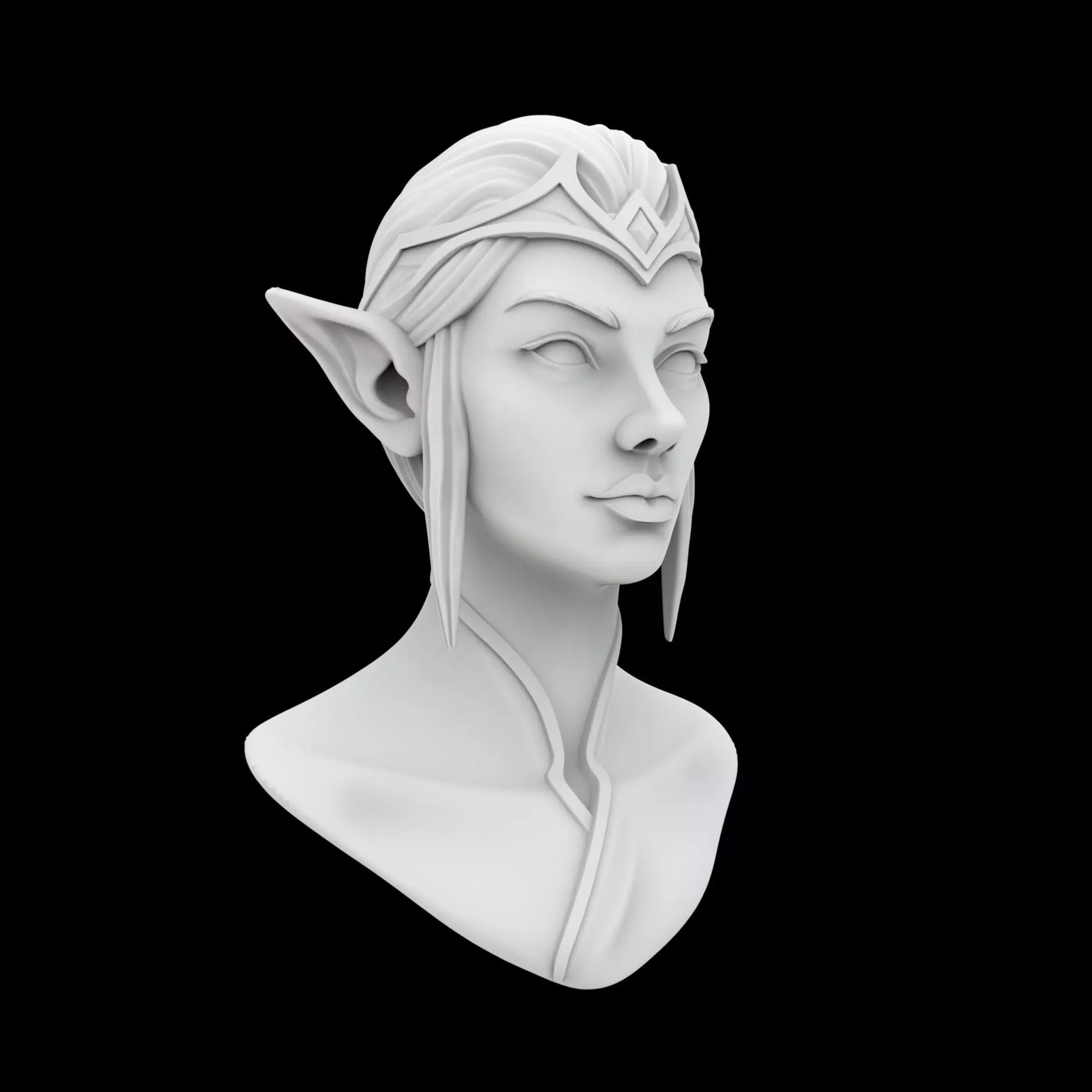 Elf Queen Bust 3D Print Model 3D print model