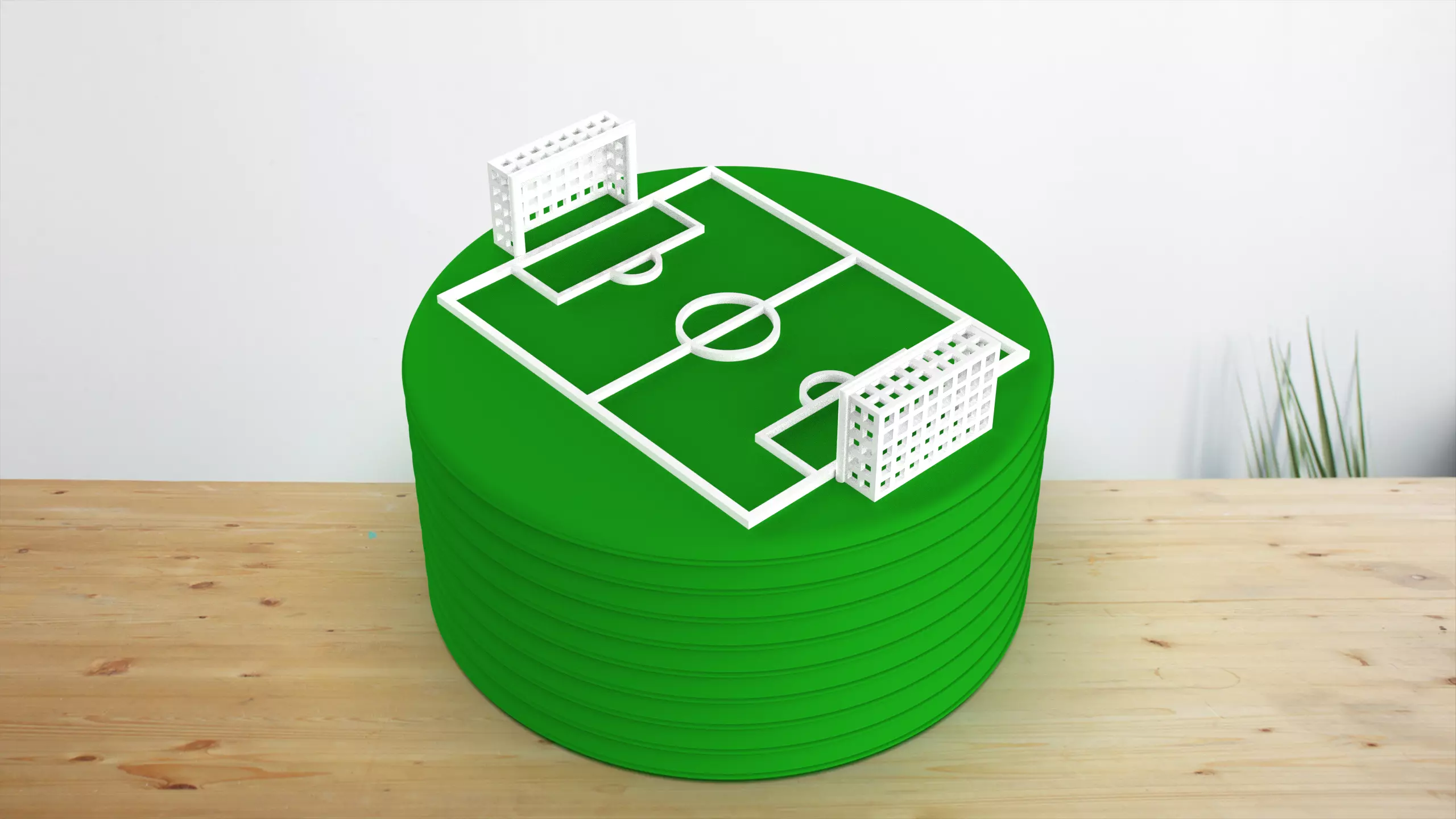 3D Printable Mini Soccer Field Cake Topper Set 3D print model_0