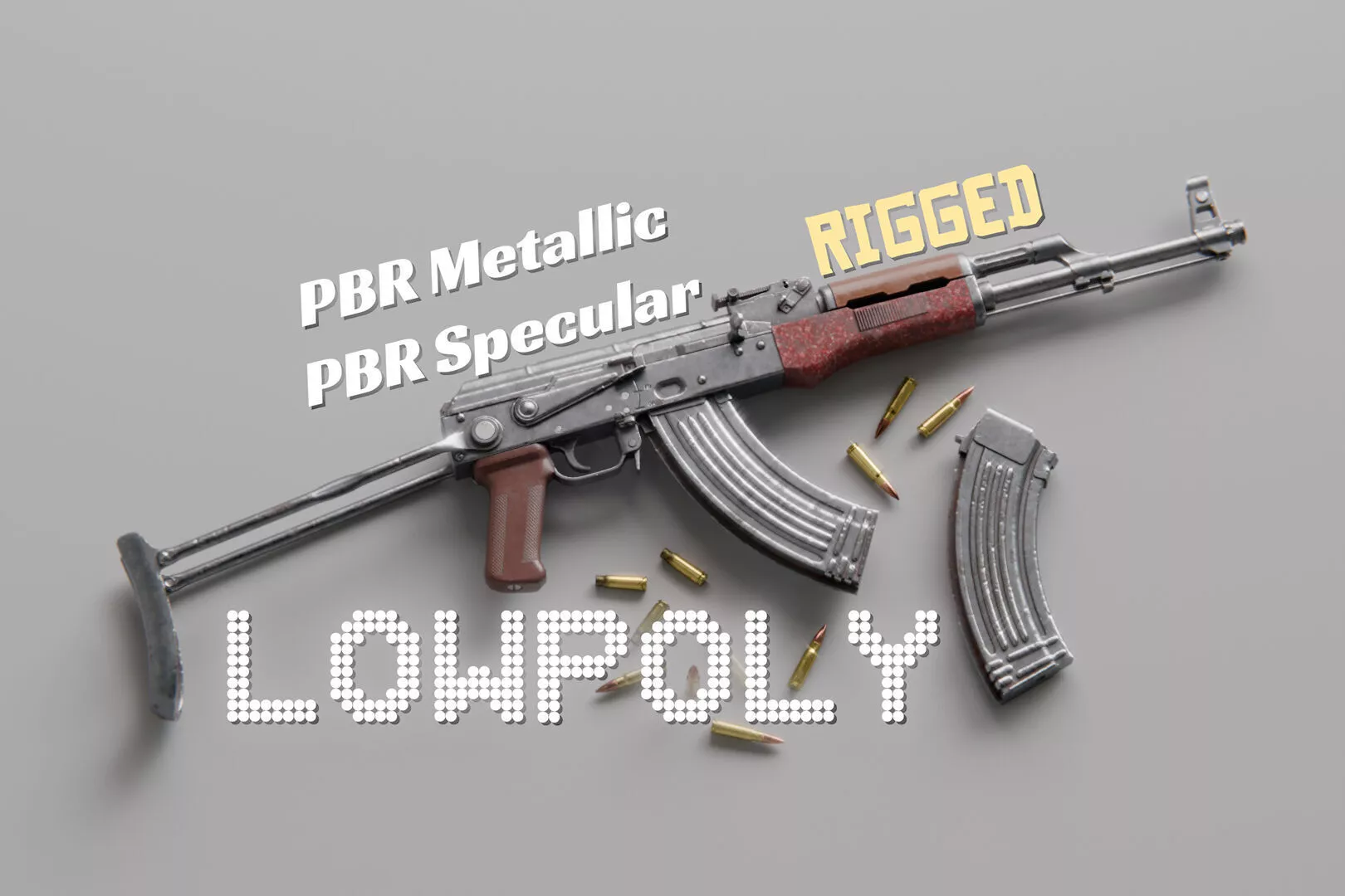 AKMS - AK Under Folding Stock Low-poly 3D model