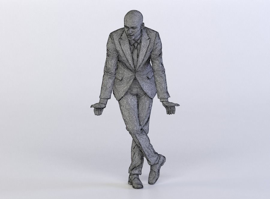 Christopher 0437 Man in a Suit Resting against an Invisible B... 3D model_4