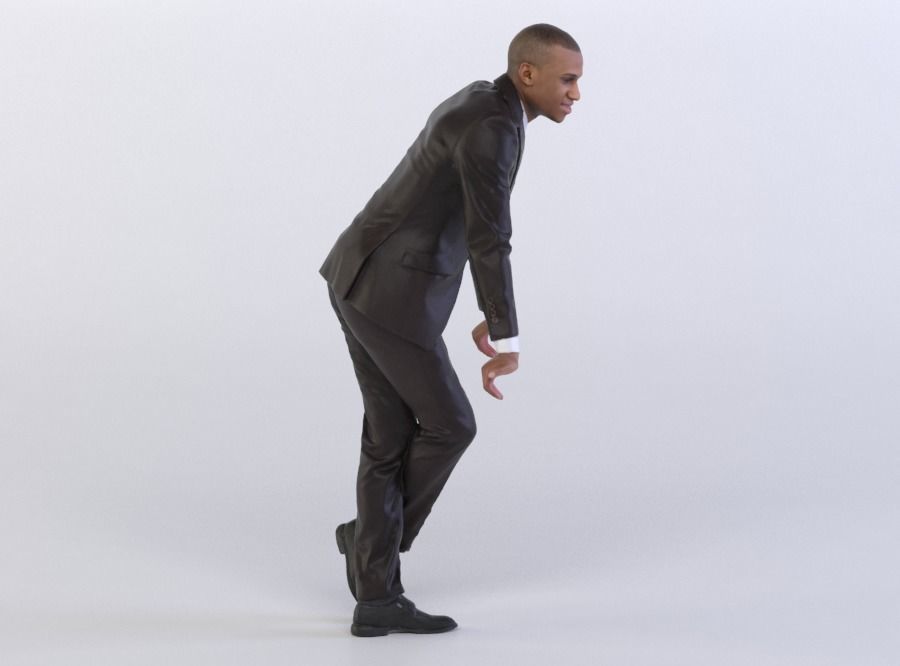 Christopher 0437 Man in a Suit Resting against an Invisible B... 3D model_3