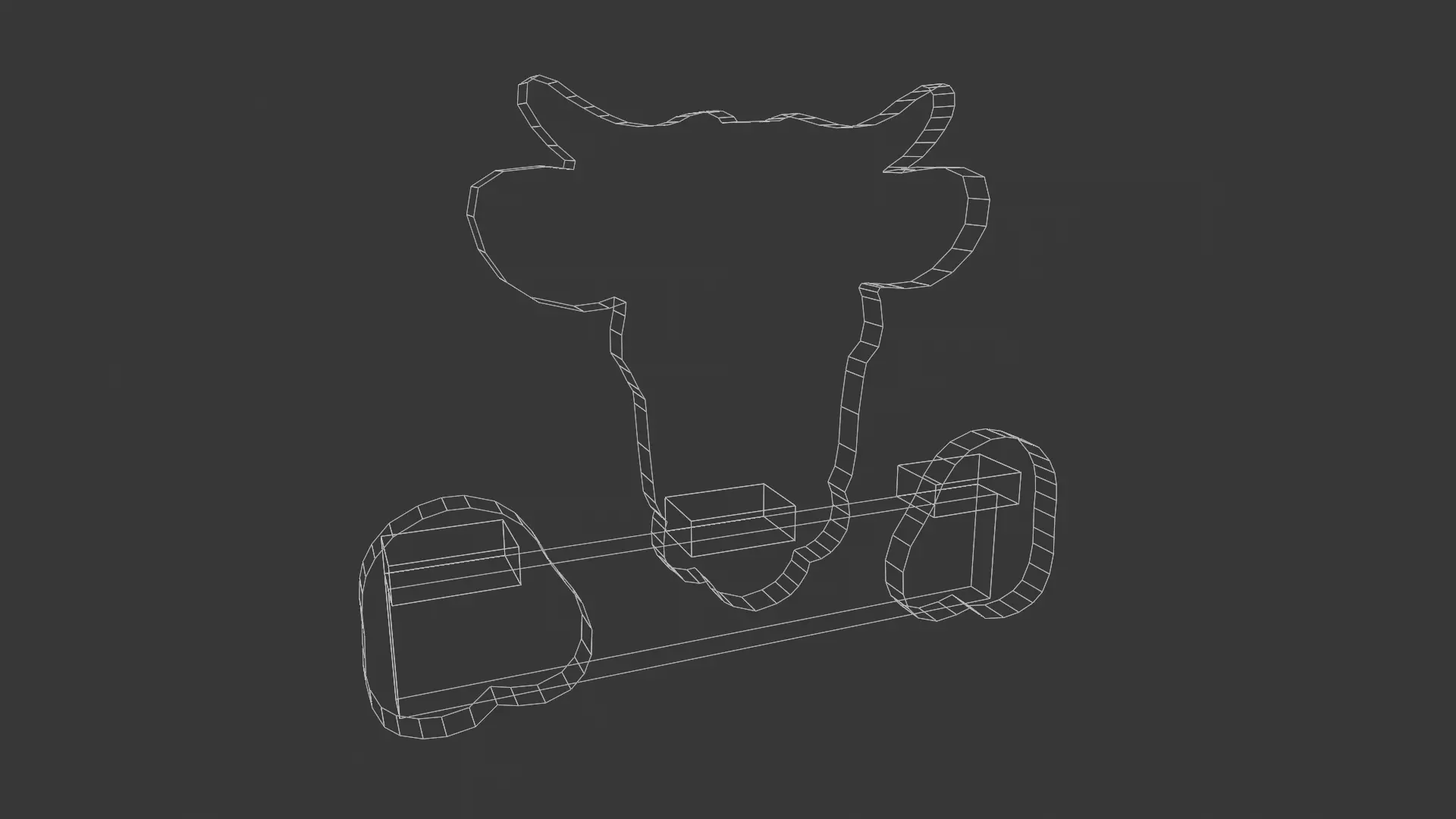 Cow Shaped Hanging Fence Art Low-poly 3D model_5