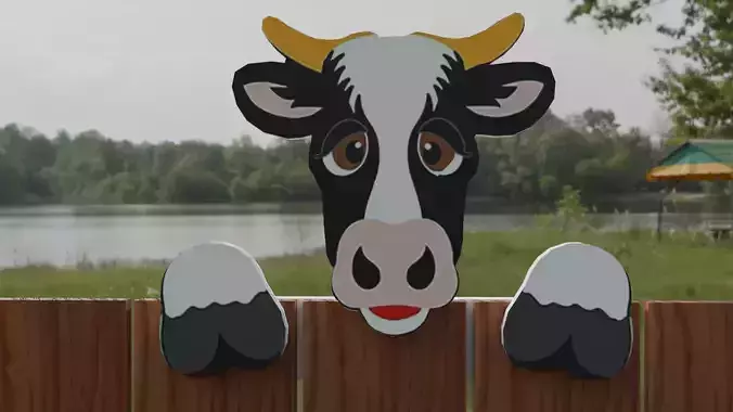 Cow Shaped Hanging Fence Art