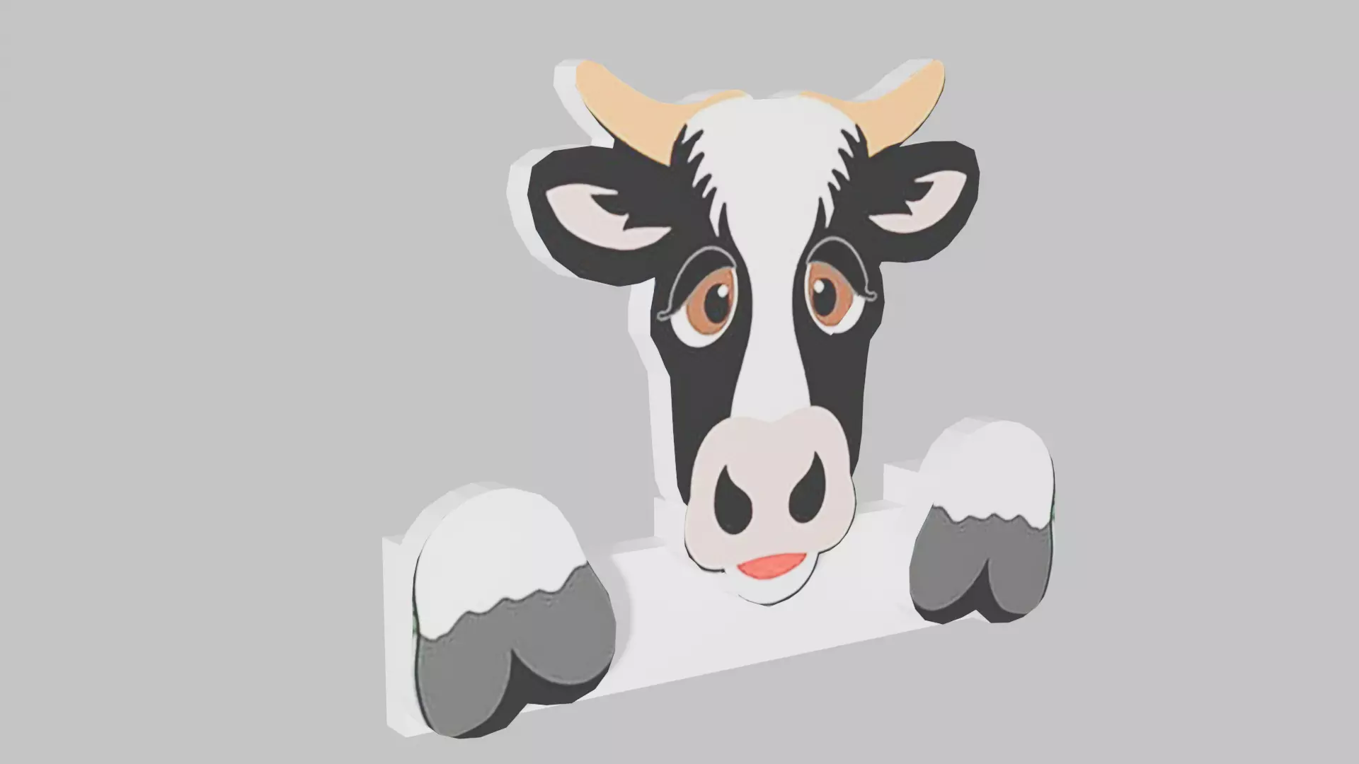 Cow Shaped Hanging Fence Art Low-poly 3D model_1