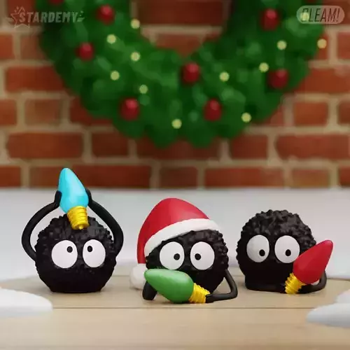 Susuwatari Xmas Soot Sprites  Chibi 3 Models Decor