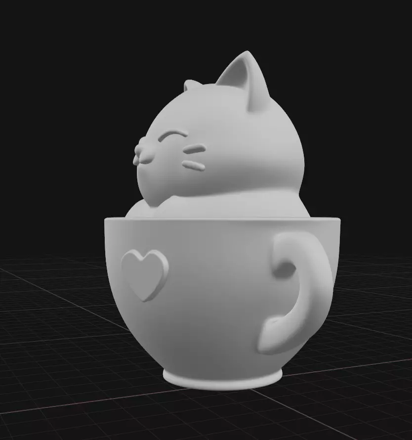 kitten in a teacup 3D print model_2