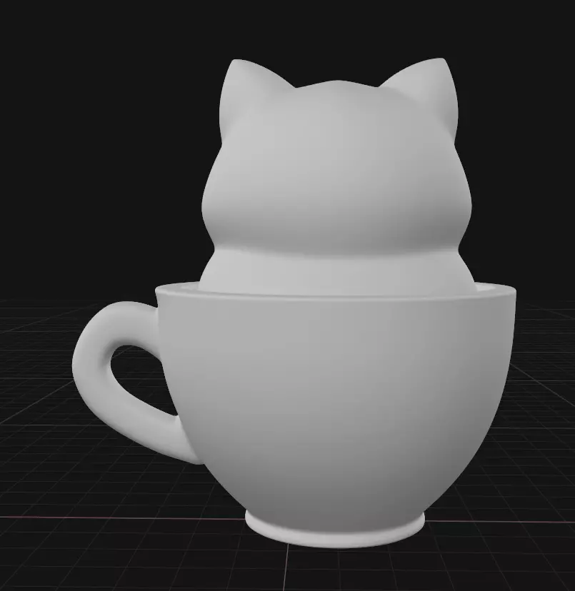 kitten in a teacup 3D print model_3