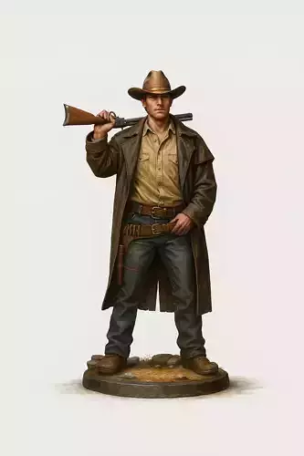 Cowboy STL Miniature for 3D Printing Wild West Figure