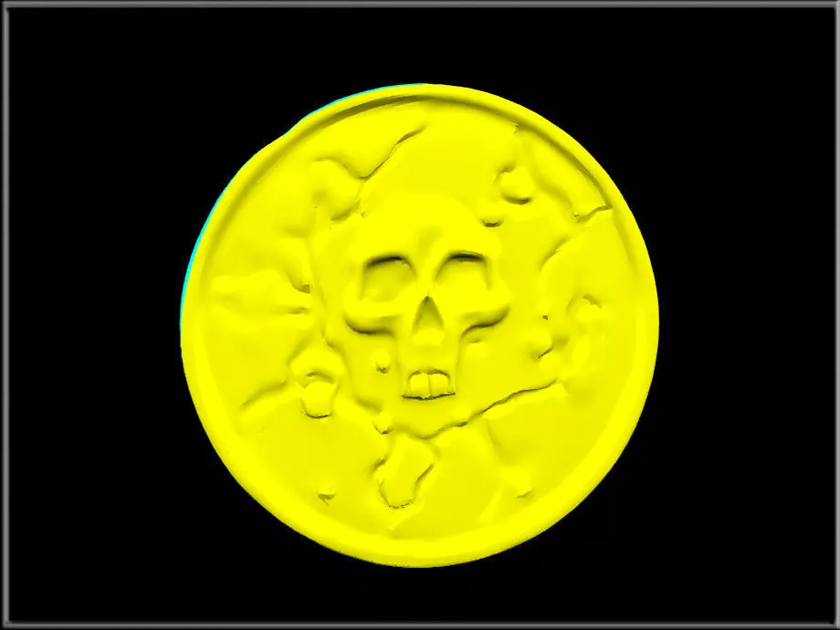 Skull Coin Low-poly 3D model_3