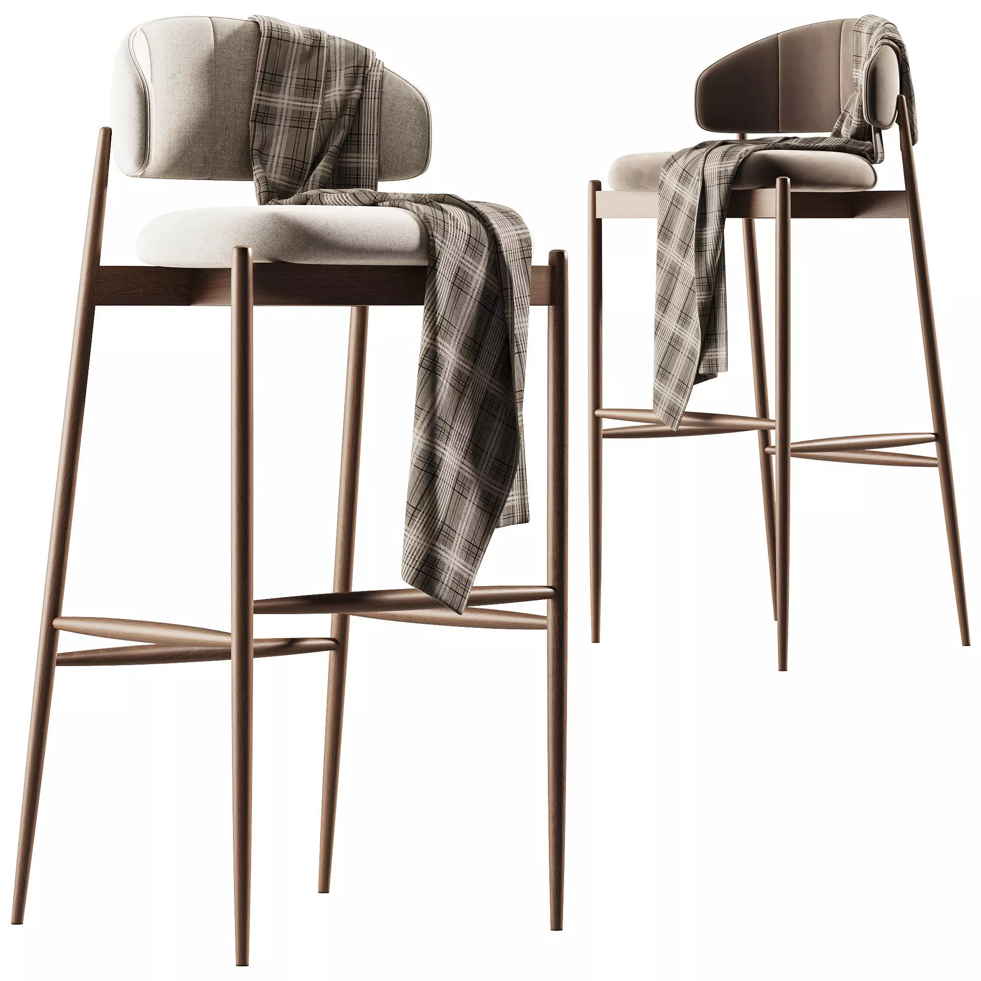 Bar stool Family Look Low-poly 3D model_0